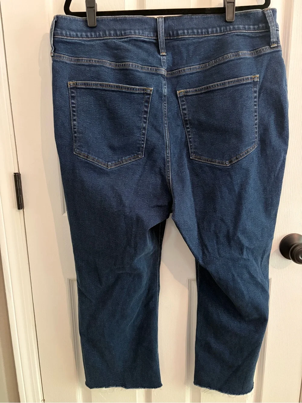 J. Crew Dark Blue High-Rise Cropped Button-Fly Jeans